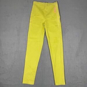 NWT Vintage Jou Jou High Waist Skinny Pants Chartreuse Lime Womens 5/6 Deadstock